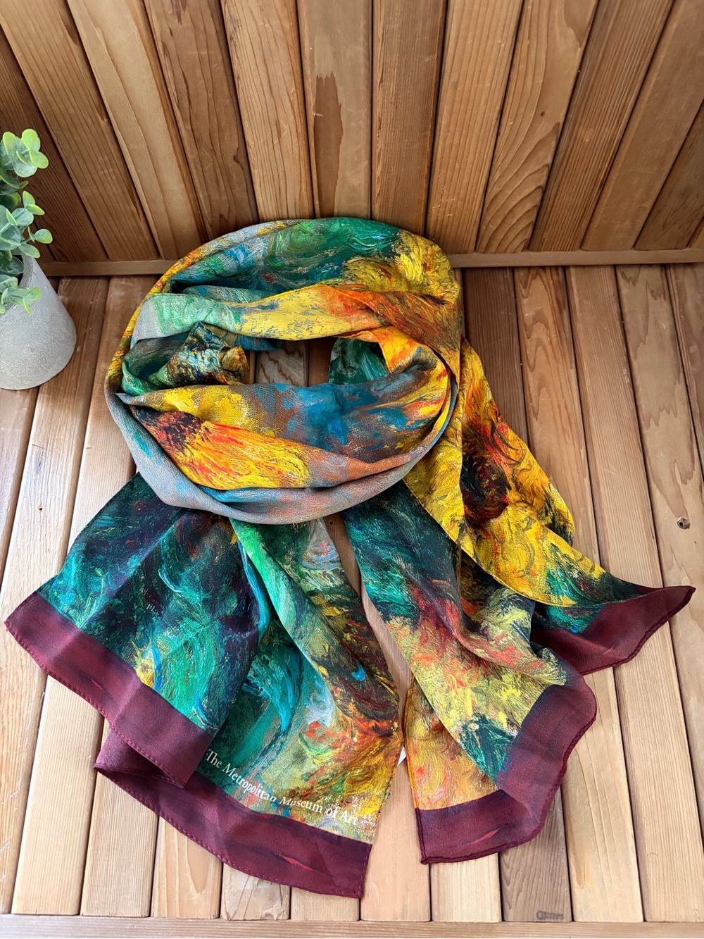 The Metropolitan Museum of Art Sunflower Monet Silk Scarf NWT - Picture 7 of 10